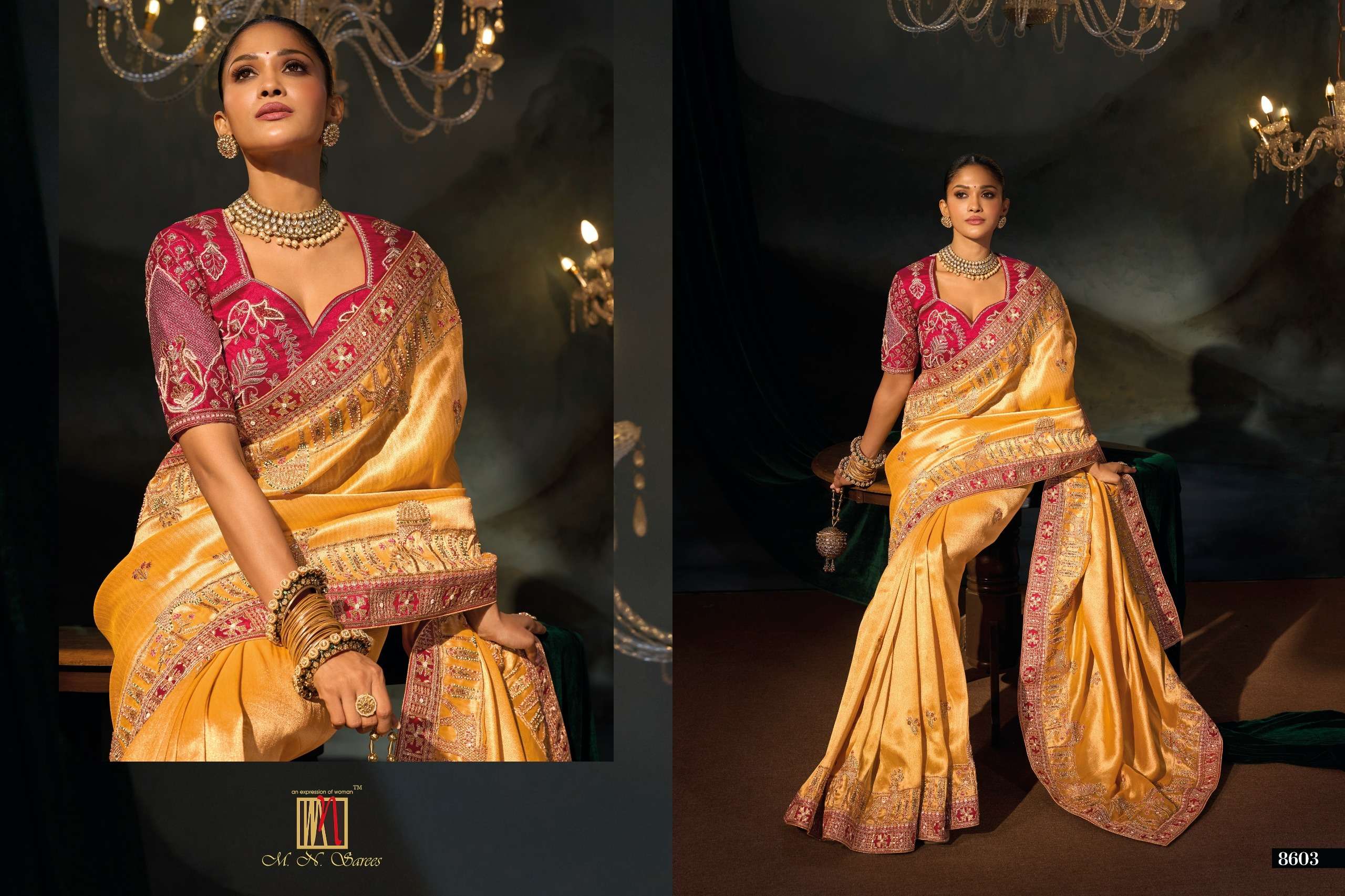 M N 8600 Series 8601 To 8613 the Royal and classic Heritage Collection saree wholesale in surat